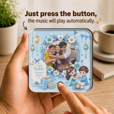 Celebrate the Bond of Siblings Rakhi Gift for Brother & Sister Raksha Bandhan Musical Fridge Magnet Custom Photo & MP3 Song | Rechargeable Battery
